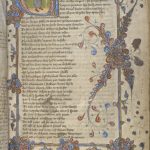 The opening of Chaucer’s Canterbury Tales, with a portrait of the author